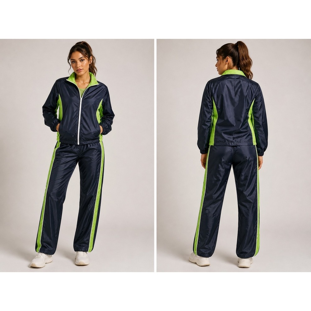 Vintage Active Studio Tracksuit Womens M Blue Green Windbreaker Set